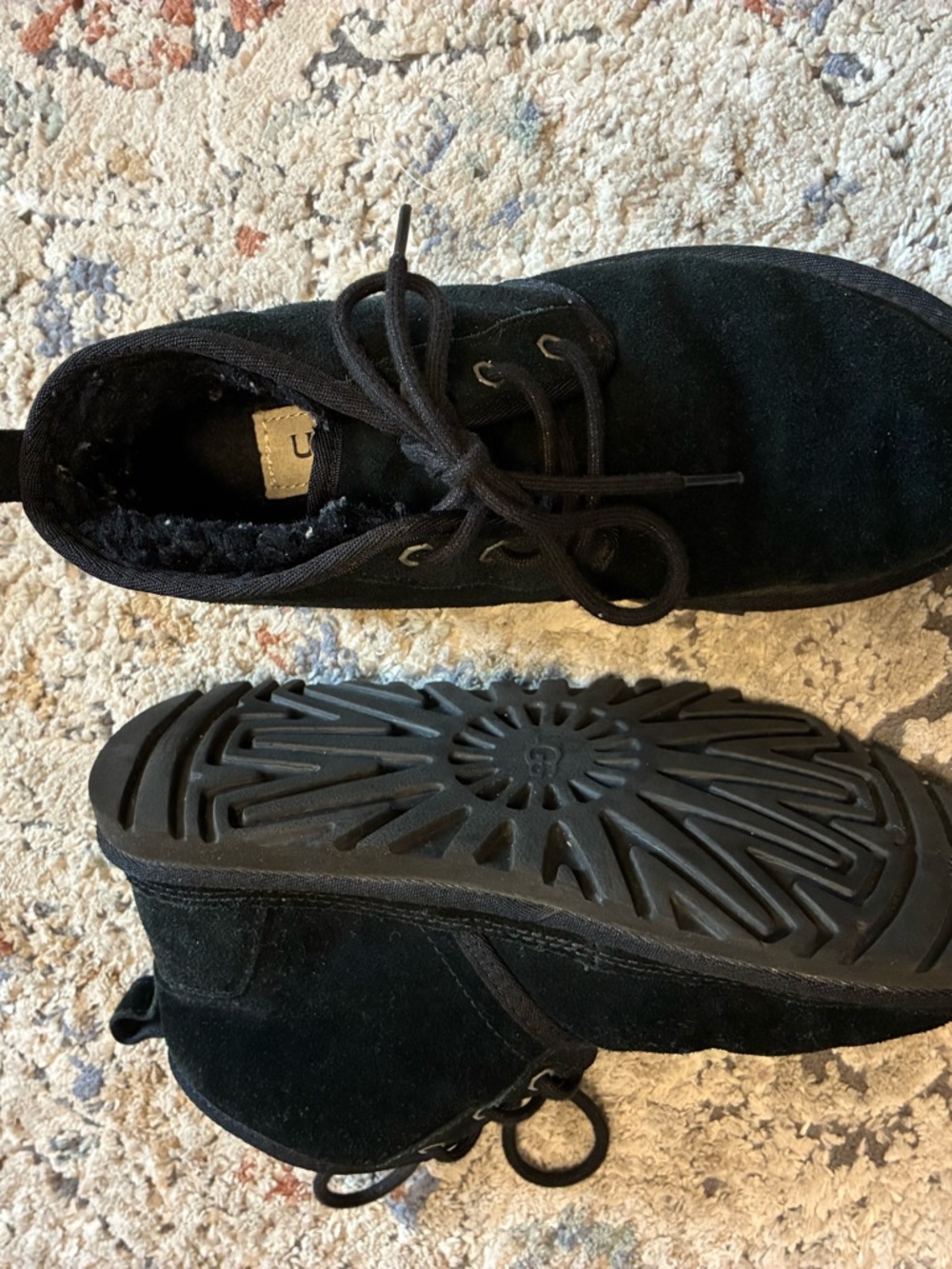 UGG Black Suede Lace-Up Ankle Boots